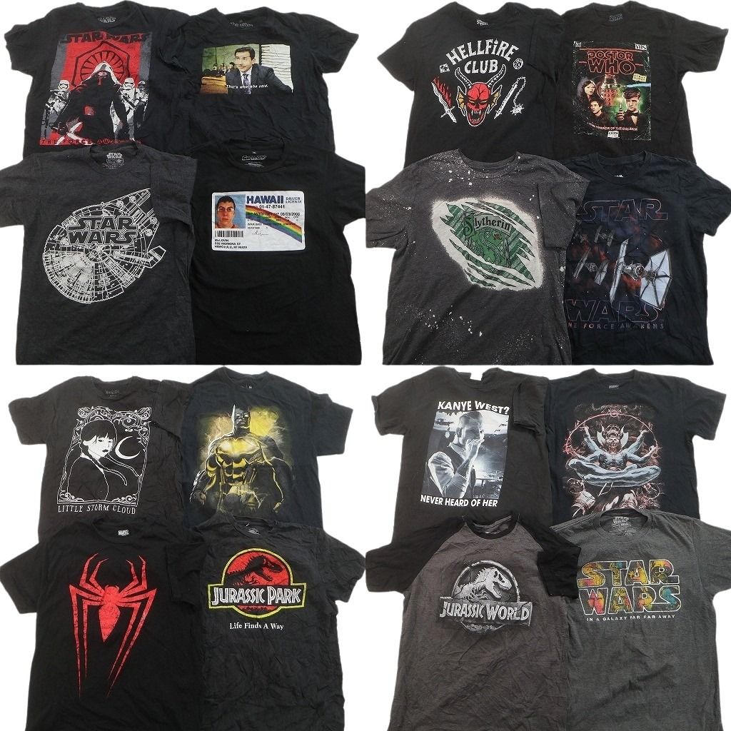 古着卸 まとめ売り 映画・ドラマ Tシャツ 16枚セット ( メンズ M ) 人物 ラグラン スターウォーズ ストレンジャーシングス 中古古着 NF2288