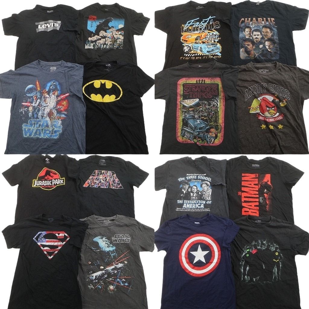 古着卸 Tシャツ MIX 16枚セット ( メンズ M ) ストレンジャーシングス ワイルドスピード ゴジラ 映画 ドラマ リーバイス 中古 古着 NF2290