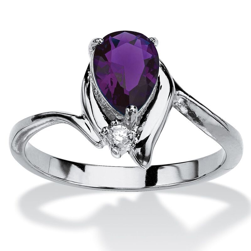 パームビーチジュエリー レディース アクセサリー リング PalmBeach Jewelry Simulated Birthstone and Crystal Silvertone Ring Febr