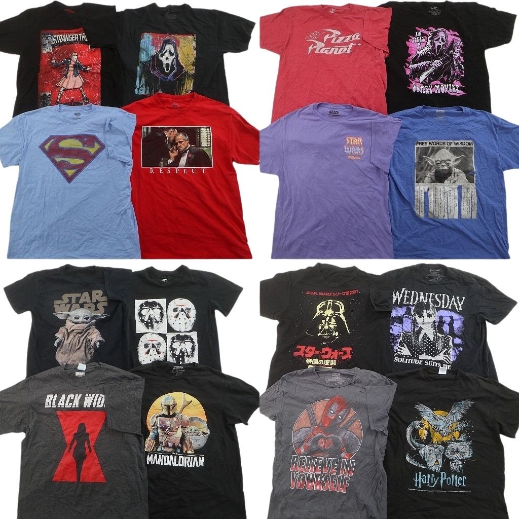 古着卸 まとめ売り 映画・ドラマ Tシャツ 16枚セット ( メンズ L ) ホラー ハリーポッター スターウォーズ ディズニー 中古 古着 NF2296