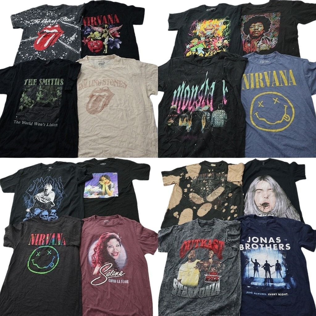 古着卸 まとめ売り 音楽・バンド Tシャツ 16枚セット ( メンズ M ) 人物 ニルヴァーナ ローリングストーンズ 中古 古着 NF2319