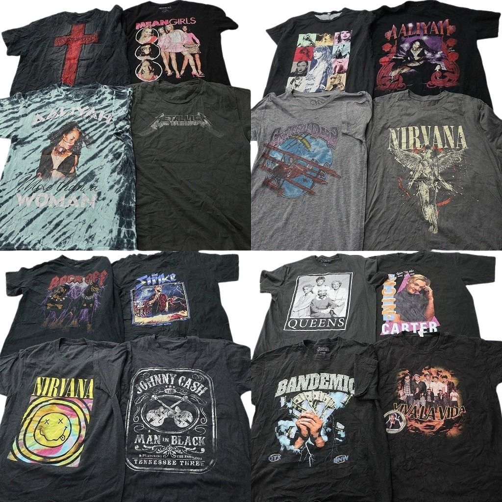 古着卸 まとめ売り 音楽・バンド Tシャツ 16枚セット ( メンズ L ) ニルヴァーナ ジョニーキャッシュ 人物 メタリカ 中古 古着 NF2320