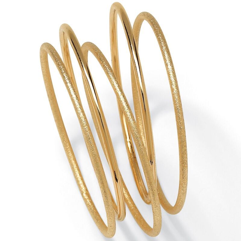 パームビーチジュエリー レディース アクセサリー ブレスレット・バングル・アンクレット PalmBeach Jewelry 5 Piece Bangle Bracelet Set in Texture