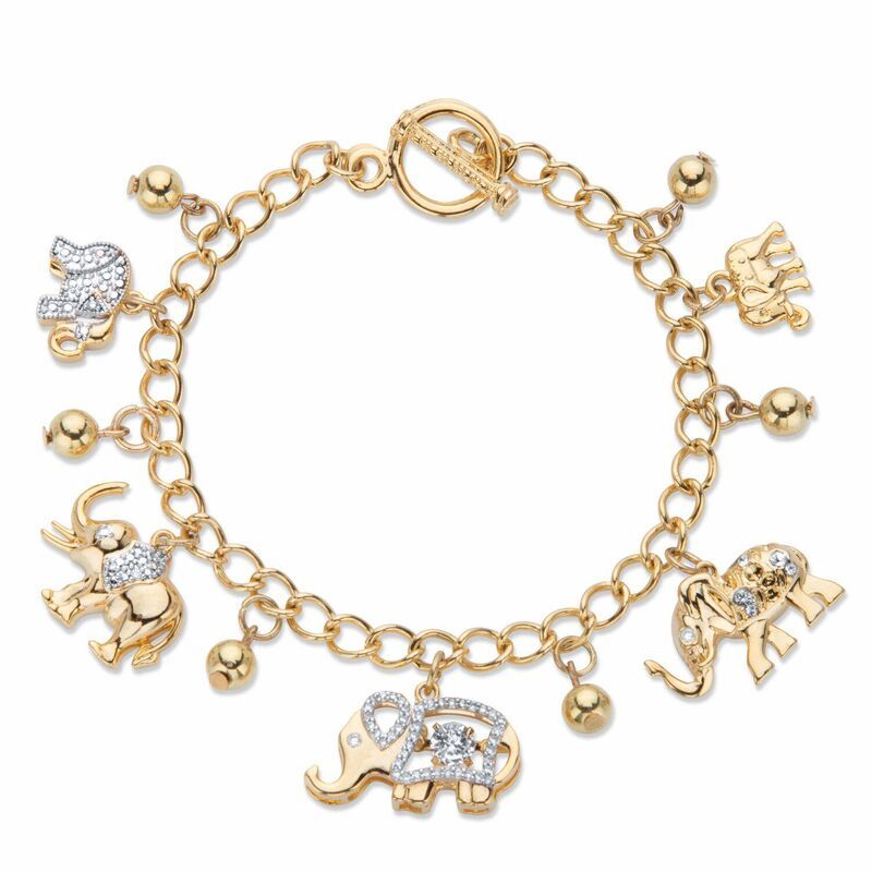 パームビーチジュエリー レディース アクセサリー ブレスレット・バングル・アンクレット PalmBeach Jewelry Round Crystal Goldtonelephant Charm Be