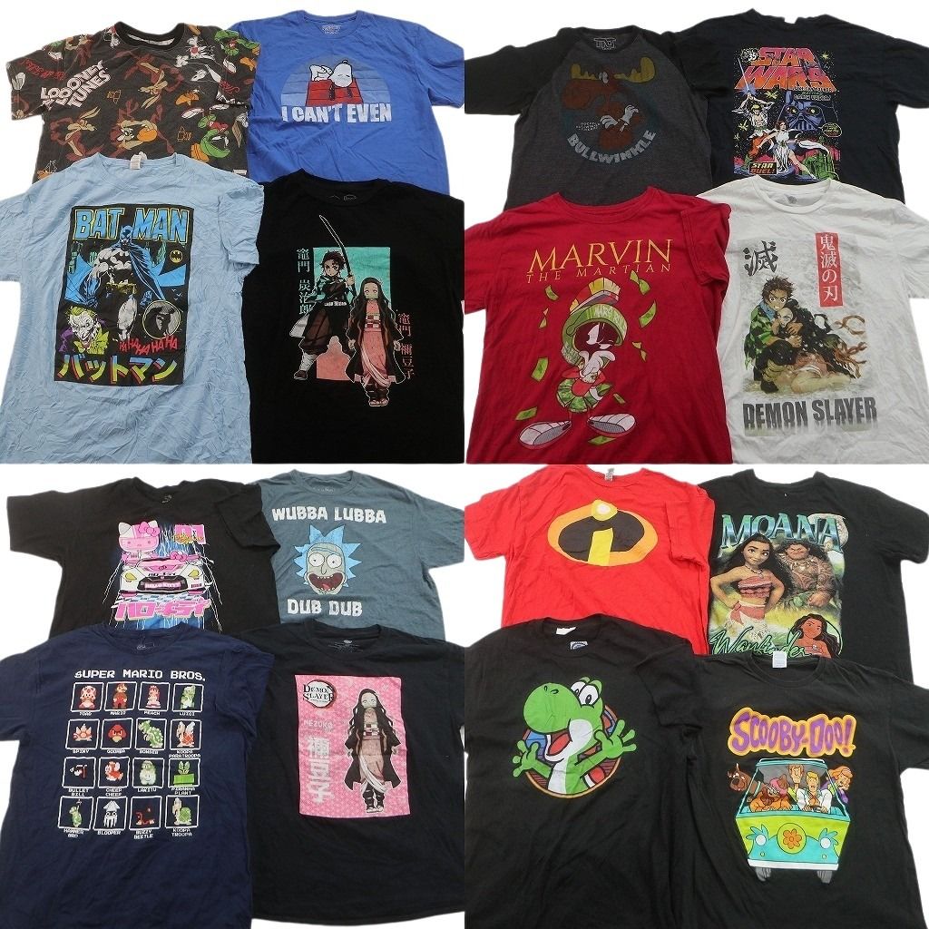 古着卸 まとめ売り キャラクター Tシャツ 16枚セット ( メンズ L ) スヌーピー スターウォーズ リックアンドモーティ 中古 古着 NF2387