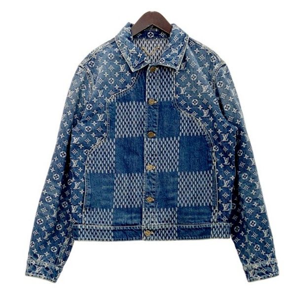 LOUIS VUITTON ルイヴィトン NIGO ジャイアントダミエ ウェーブス モノグラム デニムジャケット メンズ サイズ50 アウター DM19387■