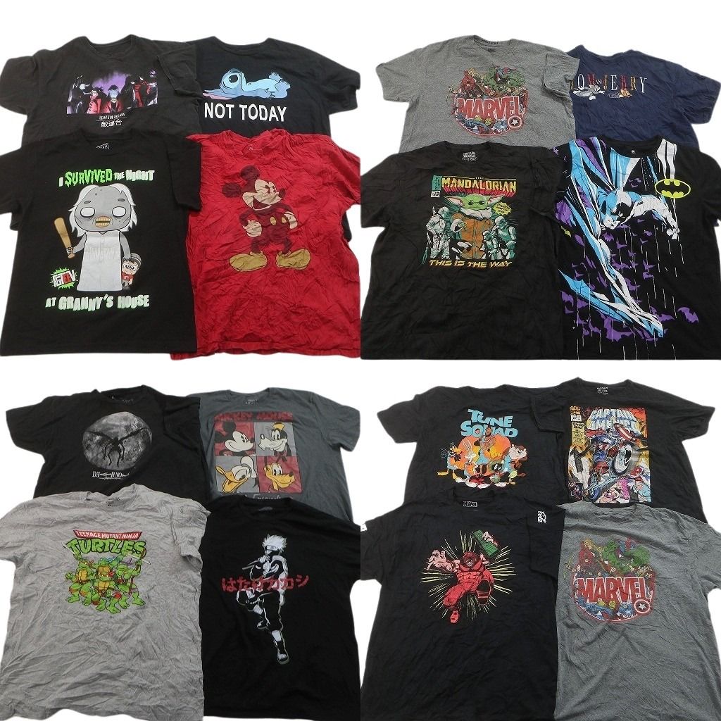 古着卸 まとめ売り キャラクター Tシャツ 16枚セット ( メンズ XL ) マーベル ミッキー ディズニー スターウォーズ 中古 古着 NF2392