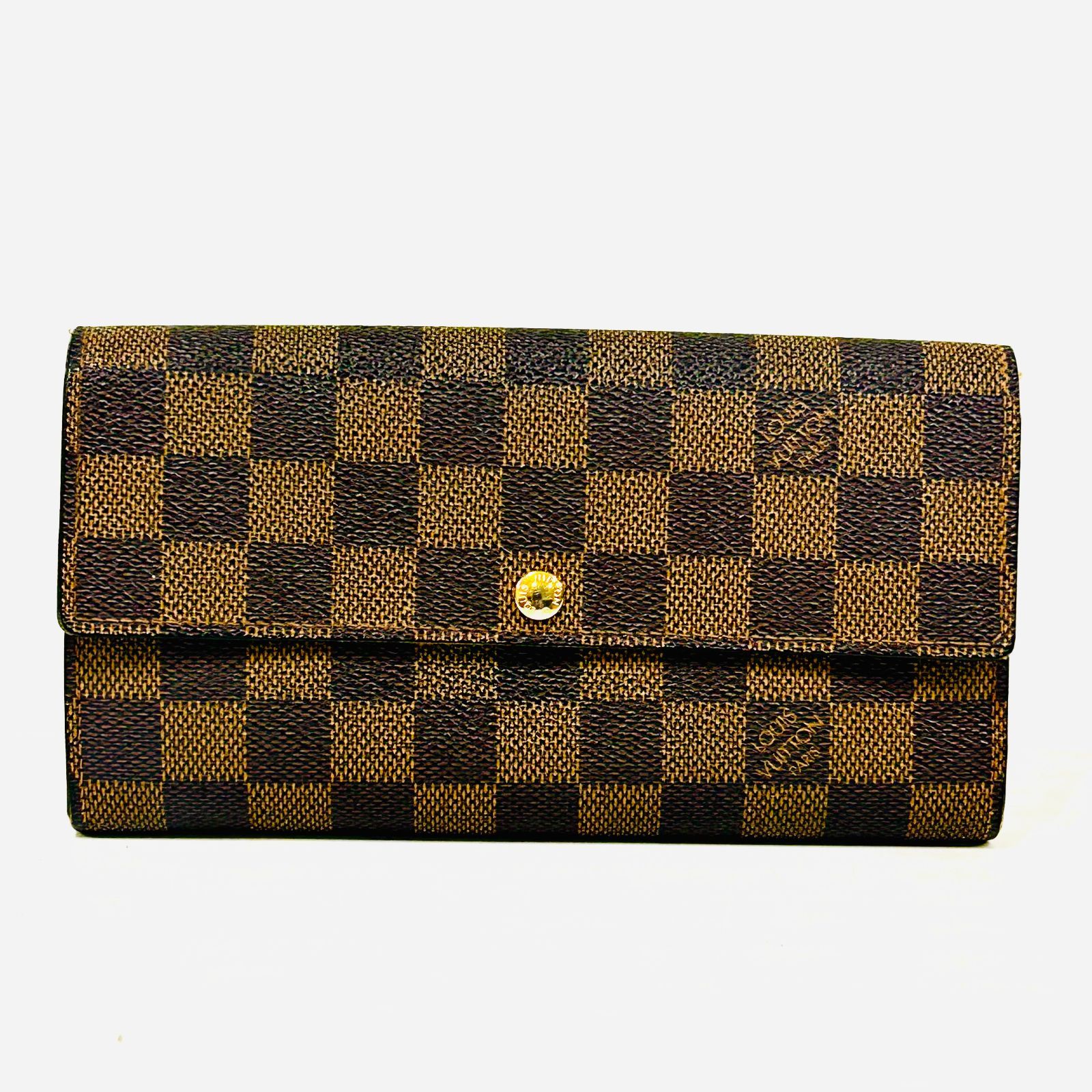 NC3852 ルイヴィトン LOUIS VUITTON ダミエ エベヌ ポルトフォイユ・サラ 二つ折り財布 長財布 ブラウン 検i