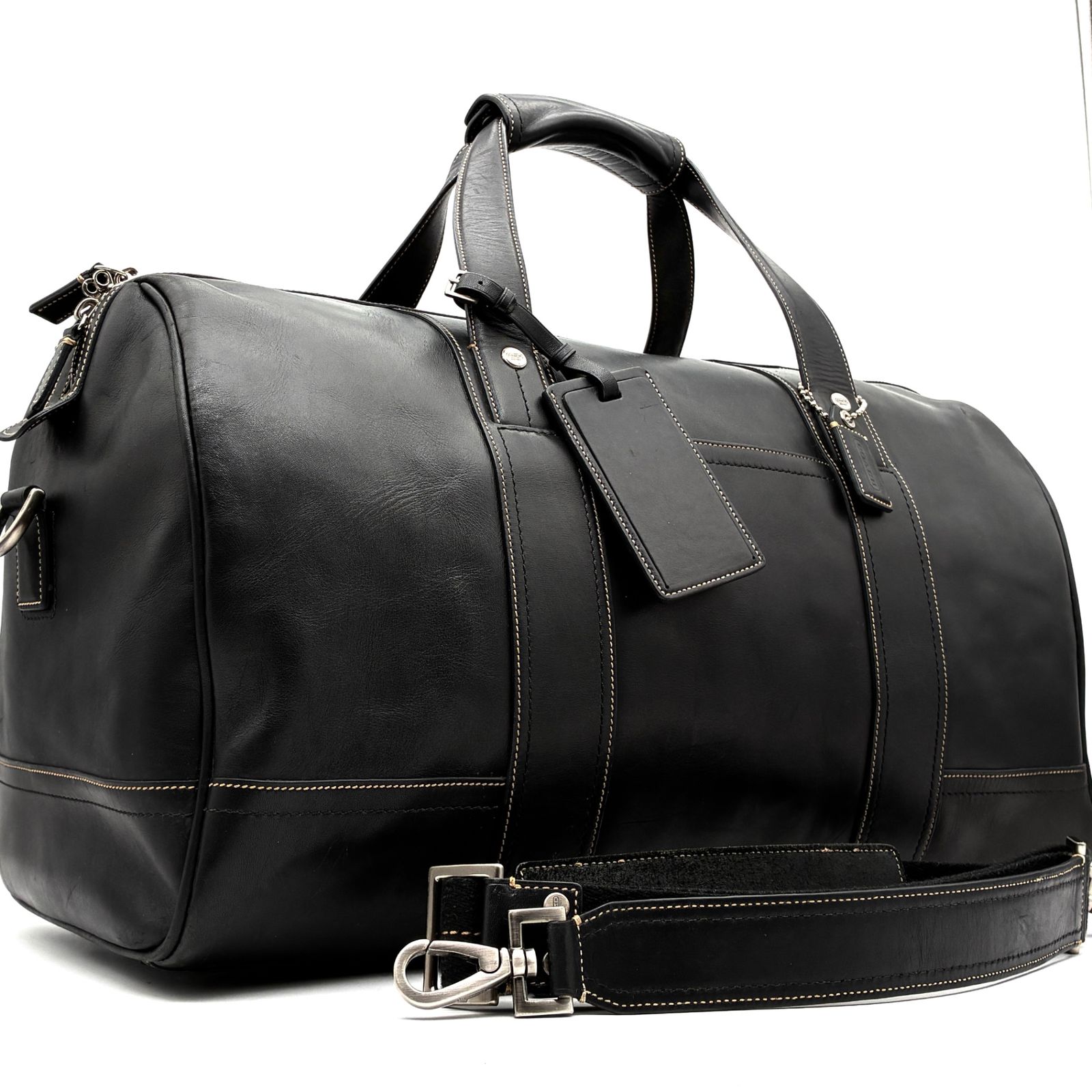 美品 コーチ COACH 2way ボストンバッグ ショルダーバッグ トラベル グラブタンレザー 本革 ブラック 黒 手持ち 斜め掛け 大容量 ビジネス 出張 旅行 帰省 ボーナス 夏休み 父の日 ゴルフ サマーギフト 大人