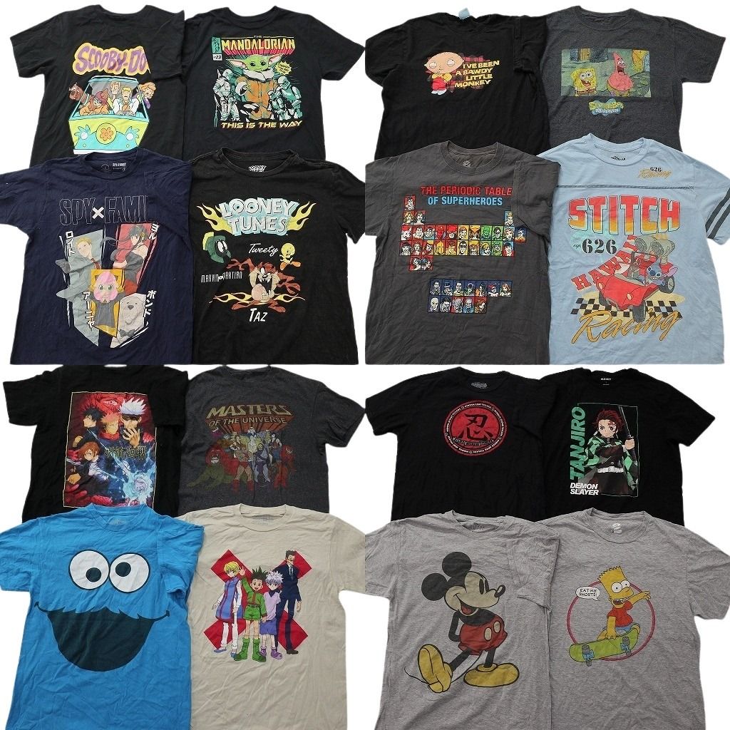 古着卸 まとめ売り キャラクター Tシャツ 16枚セット ( メンズ M