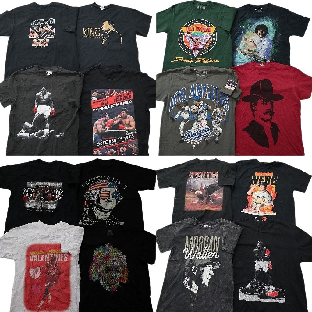 古着卸 まとめ売り 人物 Tシャツ 16枚セット ( メンズ M ) モーガン モハメドアリ プロチーム MLB NBA 中古 古着 NF2479