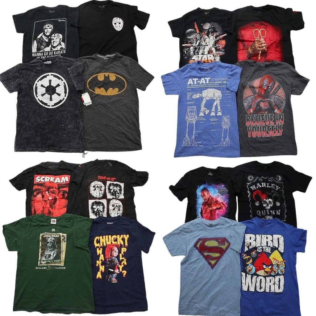 古着卸 まとめ売り 映画・ドラマ Tシャツ 16枚セット ( メンズ S ) デッドストック ホラー マーベル 人物 チャッキー 中古 古着 NF2481