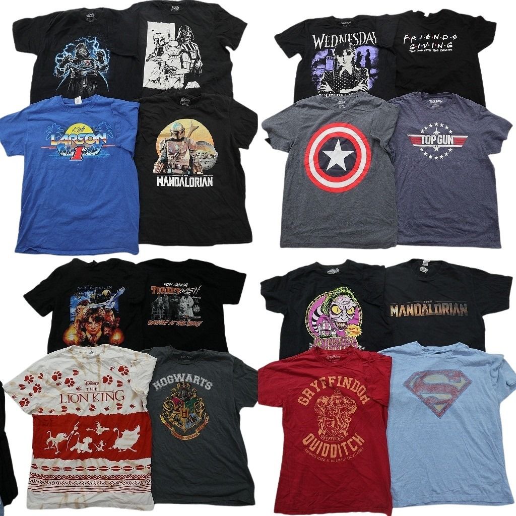 古着卸 まとめ売り 映画・ドラマ Tシャツ 16枚セット ( メンズ L ) スターウォーズ ホラー ハリーポッターTOPGUN 中古 古着 NF2485