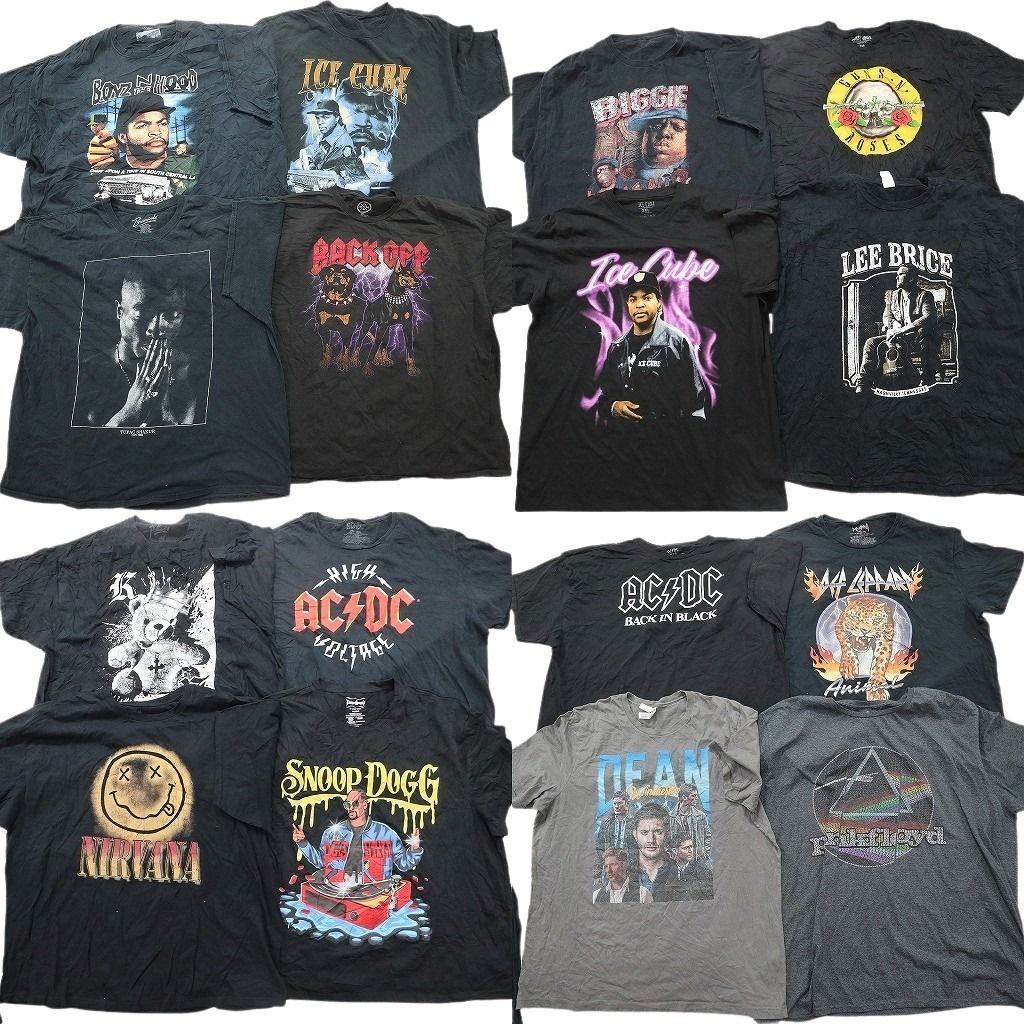 古着卸 音楽・バンド Tシャツ 16枚セット ( メンズ 3XL/4XL ) アイスキューブ ボーイズンザフット AC/DC ニルヴァーナ 中古 古着 NF2487