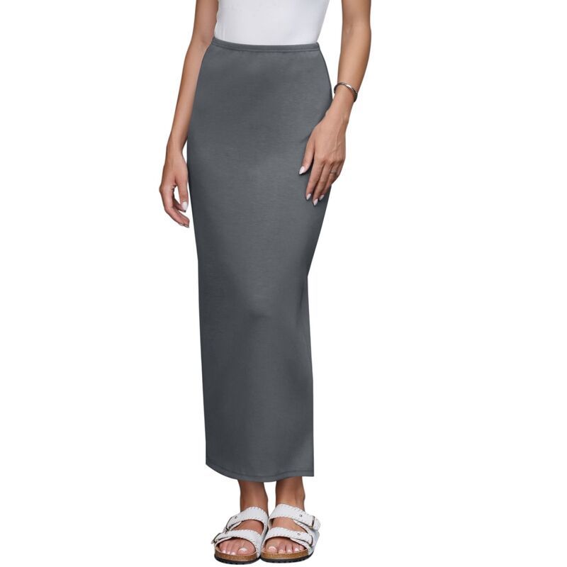 インスパイア シック レディース ボトムスカート ニット INSPIRE CHIC Knit Straight Skirt for Women Solid Color High Waisted Bac