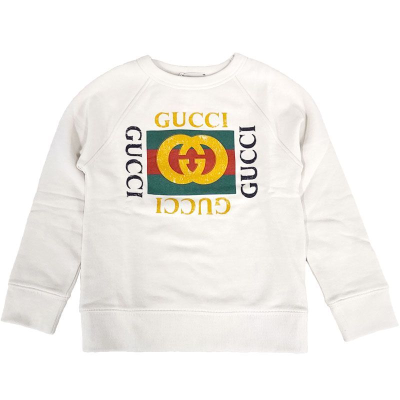 GUCCI 新品 キッズ チルドレン 483878 X3G97 アイボリー ロゴ スウェットシャツ トレーナー コットン ブランド 8歳 130 男の子 女の子 男子 女子 子ども ジュニア 並行輸入品