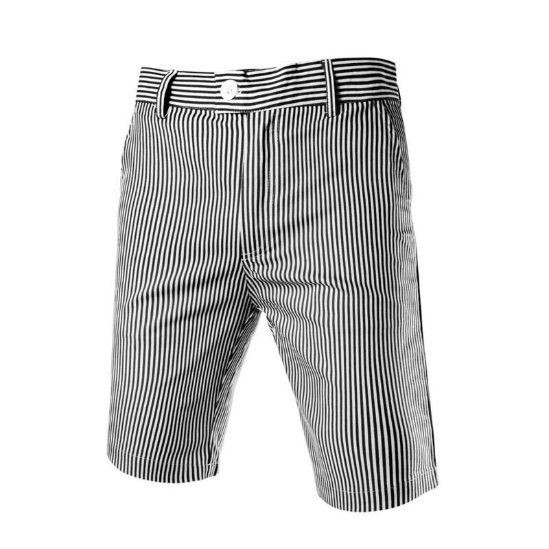 Lars Amadeus レディース ボトムス ハーフパンツ・ショーツ スリムフィット ショートパンツ Lars Amadeus Mensummer Shortstripe Slim Fit Flat
