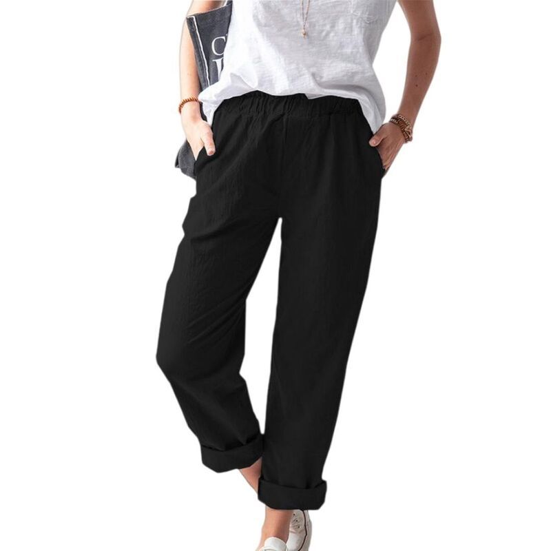エリートチョイス レディース ボトムス カジュアルパンツ Elitechoice WomenstraightLeg Casual Pants with Elastic Waist Pockets Bl