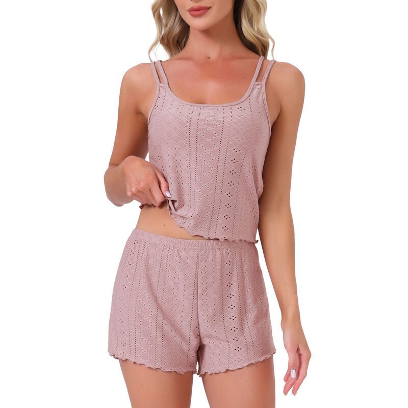 インスパイア シック レディース アンダーウェア ナイトウェア ショートパンツ INSPIRE CHIC Womens Pointelle Pajama Sleepwear Solid Camisol
