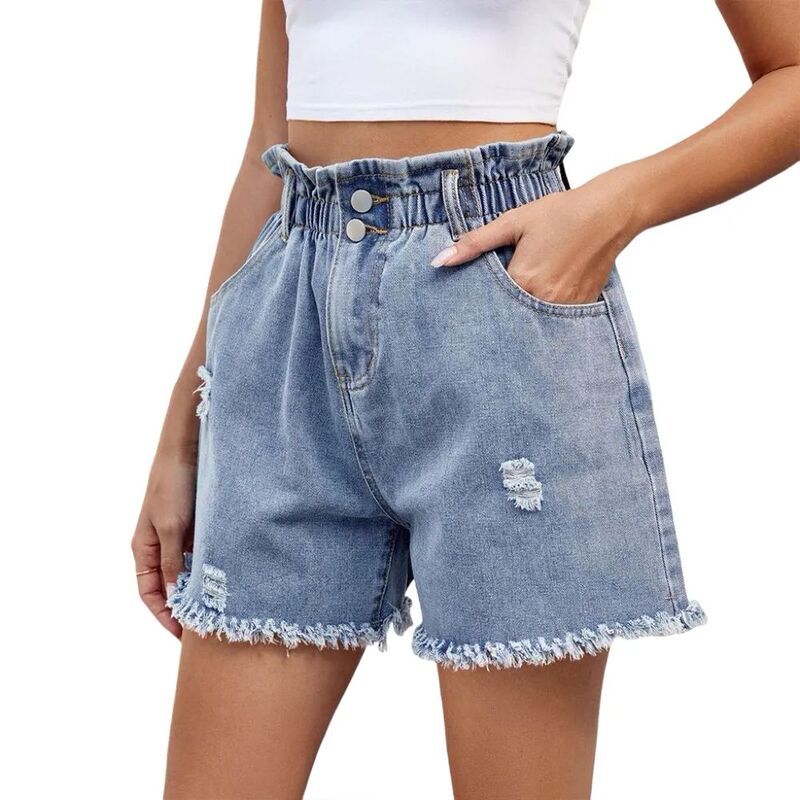 クリアフラワー レディース ボトムス ハーフパンツ・ショーツ ショートパンツ デニム ジーンズ ClearFlower Womens Casual Baggy Denim Shorts Elastic