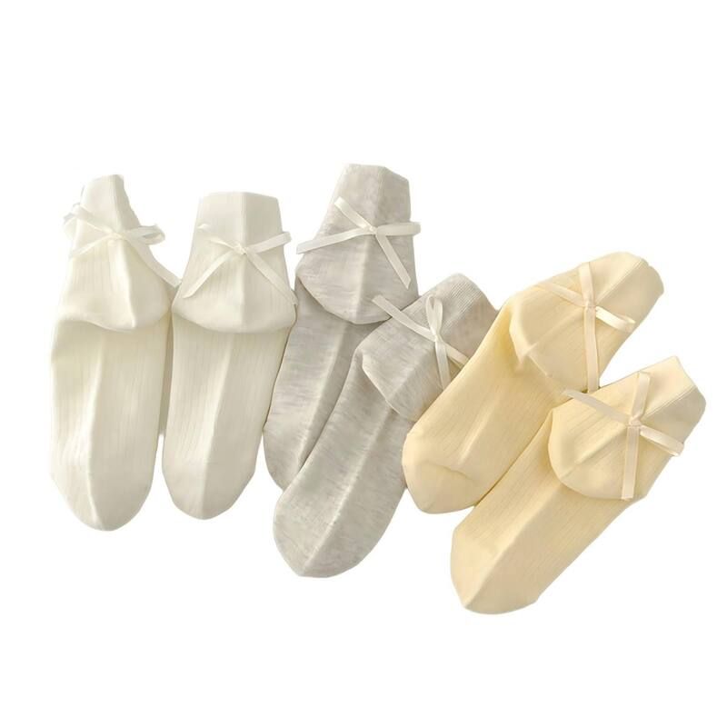 アンナカシ レディース アンダーウェア 靴下 リブ サテン AnnaKaci Womens 3Pairibbed Crew Socks with Satin Bow Detail Soft Stret
