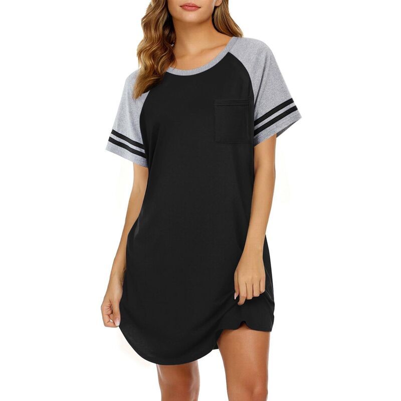 エコアー レディース アンダーウェア ナイトウェア クルーネック シャツ Ekouaer Nightgowns for Women Short Sleeve Sleepshirts Crew Neck