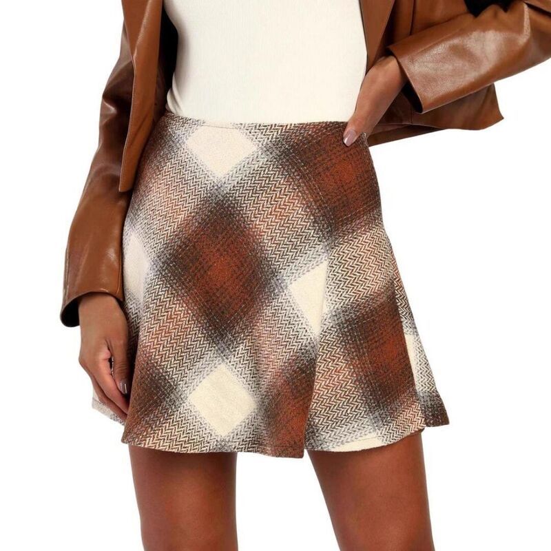 エリートチョイス レディース ボトムスカート A ライン ミニ ハイウエスト Elitechoice Womens Plaid Mini Skirt HighWaist Bodycon ALine S