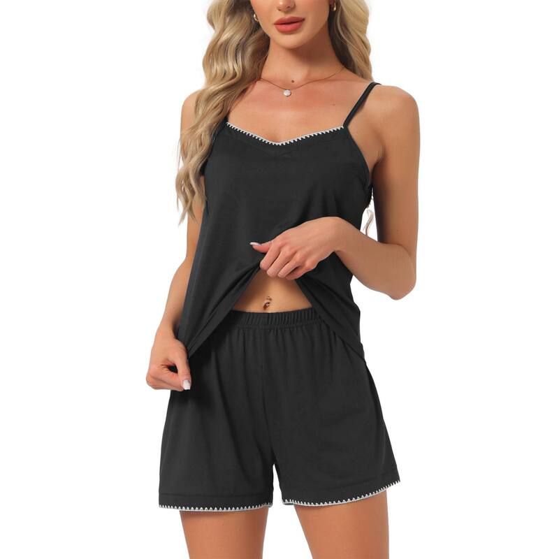 インスパイア シック レディース アンダーウェア ナイトウェア Vネック ショートパンツ ノースリーブ ニット ジャージー INSPIRE CHIC Womens Pajama Setsleevele