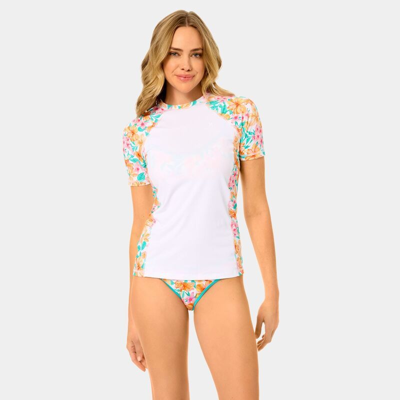 ハーレー レディース 水着 トップのみ Juniors Hurley Short Sleeve Swim Rash Guard Top Tropic Punch