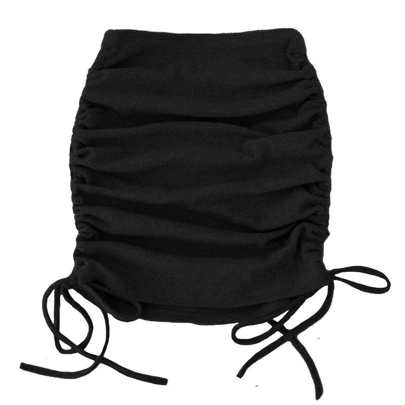 イエスファッション レディース ボトムスカート プリーツ ミニット Yesfashion Womens Pleated Knit Skirtside Drawstring Solid Color Mi
