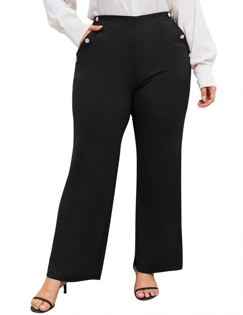 エリートチョイス レディース ボトムス カジュアルパンツ プラスサイズ Elitechoice Womens Plusize Pants High Waisted Casual Comfort Dre