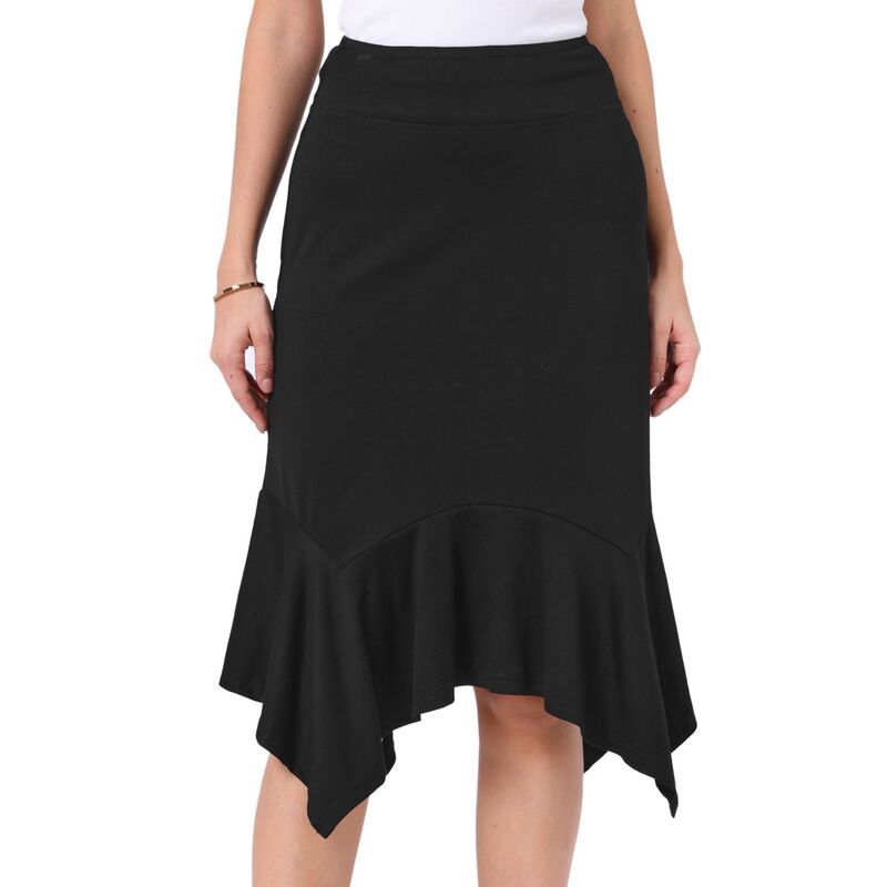 インスパイア シック レディース ボトムスカート A ライン ハイウエスト フリル ミディ INSPIRE CHIC Ruffled Midi Skirt for Womens High Waist