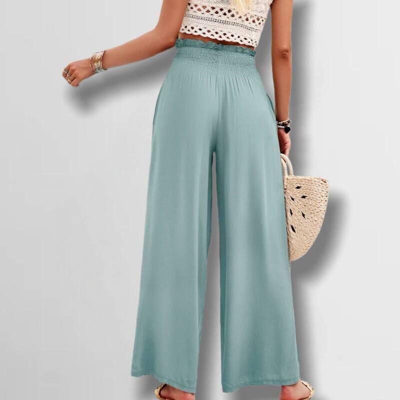 クリアフラワー レディース ボトムス カジュアルパンツ フリル ClearFlower Womensolid Color Drapey Pants Elastic Waist Ruffle Trim