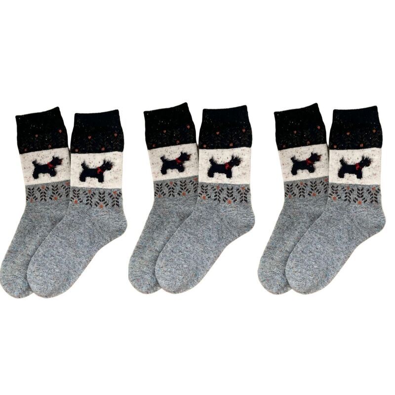 アンナカシ レディース アンダーウェア 靴下 リブ ニット AnnaKaci Womens 3Pairibbed Knit Crew Socks with Dog Motif and Nordic P 8,455円