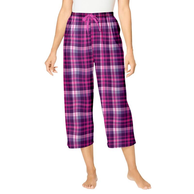 ドリームスアンドコー レディース アンダーウェア ナイトウェア プラスサイズ キャップ Dreams Co Plusize Woven Sleep Capri Pant Dark Grape Plai