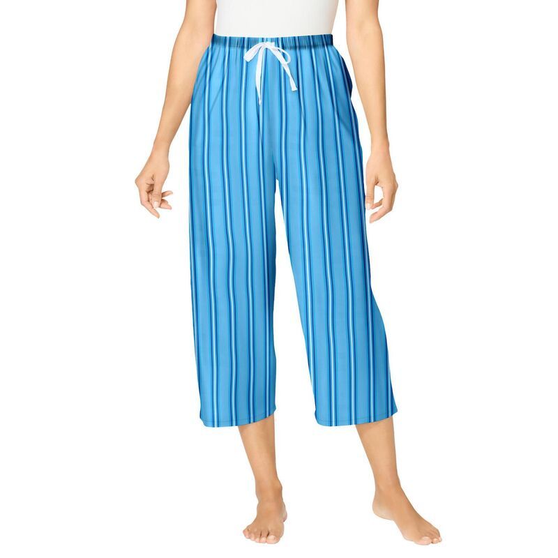 ドリームスアンドコー レディース アンダーウェア ナイトウェア プラスサイズ キャップ Dreams Co Plusize Woven Sleep Capri Pant Crystal Blue St