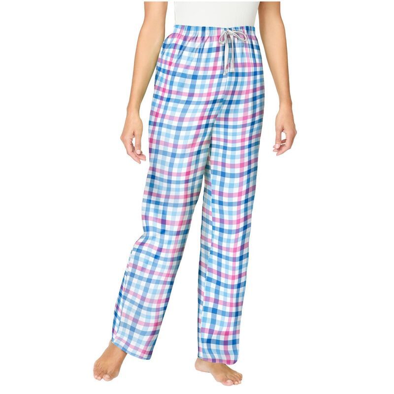 ドリームスアンドコー レディース アンダーウェア ナイトウェア プラスサイズ Dreams Co Plusize Woven Sleepant Pink Blue Check ブルー