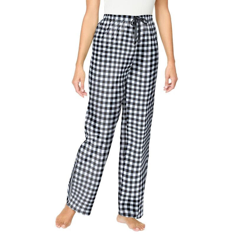 ドリームスアンドコー レディース アンダーウェア ナイトウェア プラスサイズ Dreams Co Plusize Woven Sleepant Black White Check ホワイト