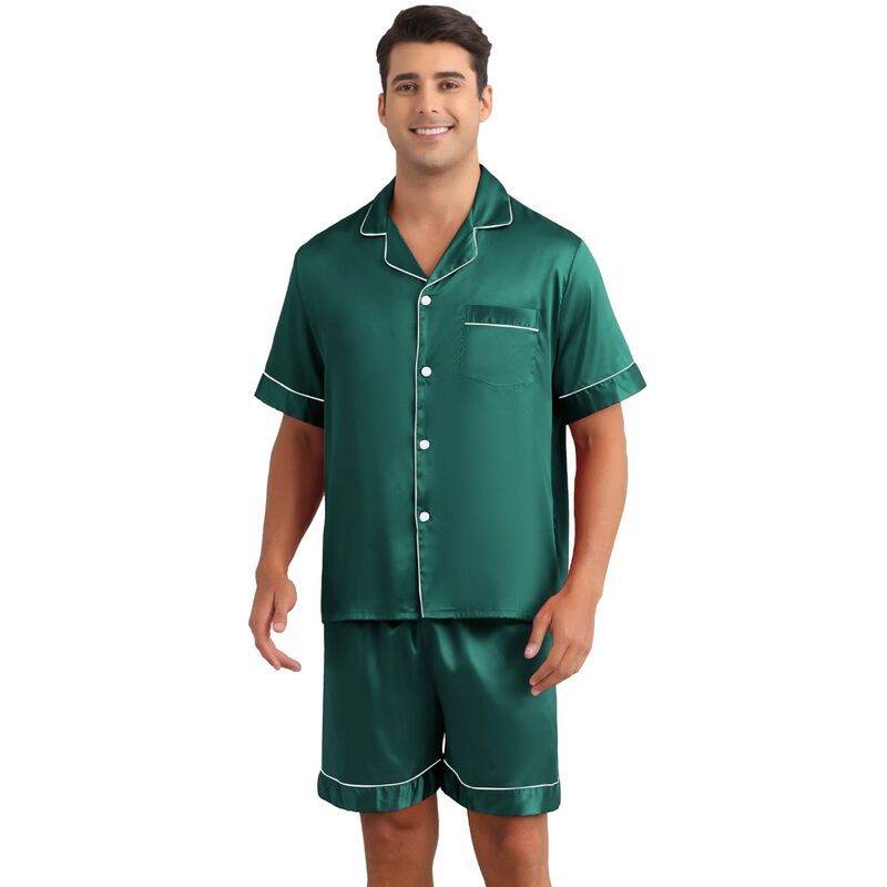 インスパイア シック レディース アンダーウェア ナイトウェア ボタンダウン ショートパンツ サテン ダウン INSPIRE CHIC Mensatin Sleepwear Short Sleeve