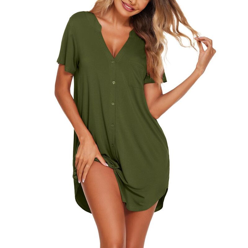 エコアー レディース アンダーウェア ナイトウェア Vネック ボタンダウン Ekouaer Women V Neck Button Downightgown Black ブラック