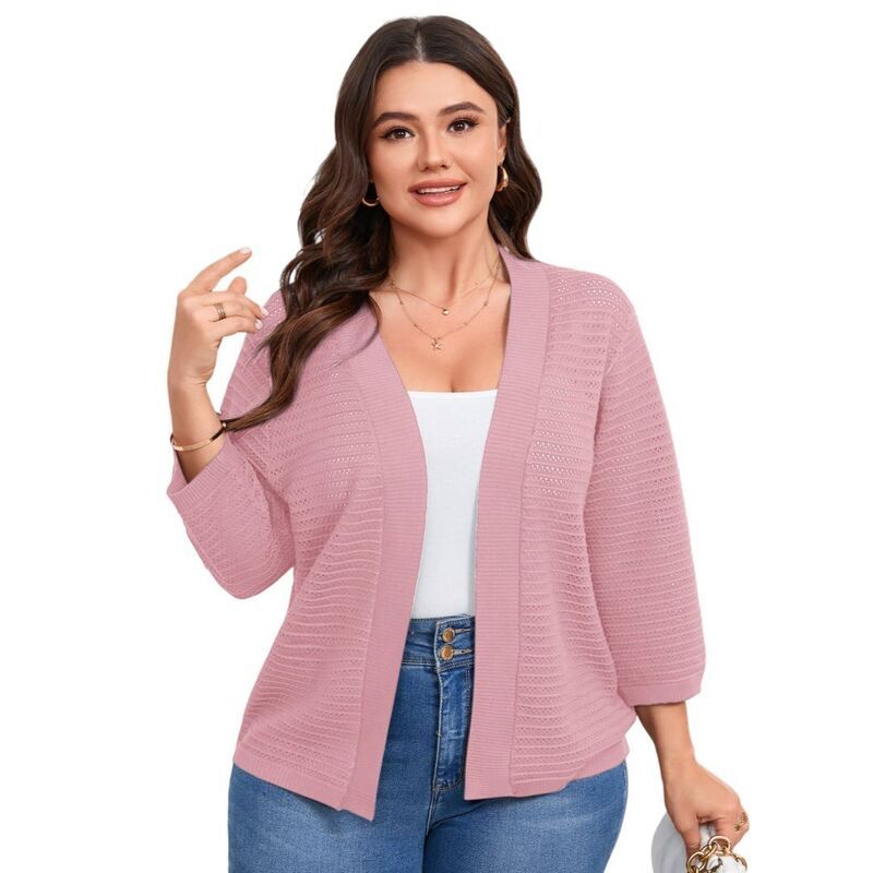 イエスファッション レディース アウター ニット・セーター プラスサイズ カーディガン Yesfashion Womens Plusize Cardigan 34 Length Sleeve Ligh