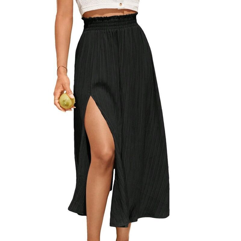 イエスファッション レディース ボトムスカート ハイウエスト ミディ Yesfashion Womens Casual High Waist Split Skirts Elegant Work Off