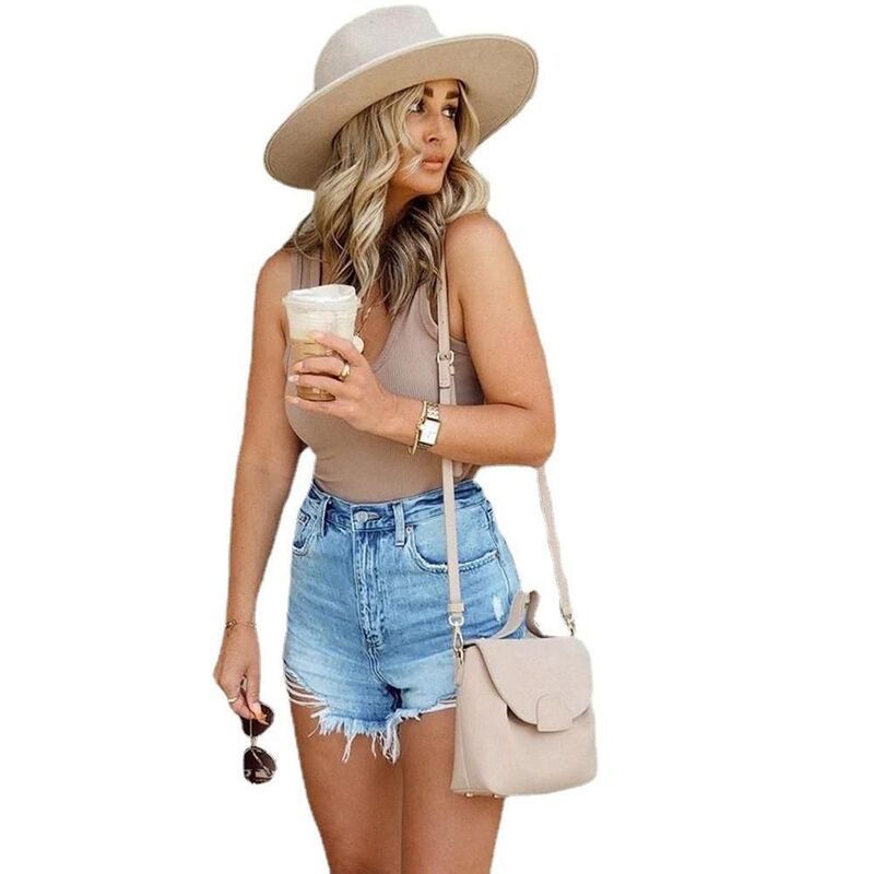 イエスファッション レディース ボトムス ハーフパンツ・ショーツ ハイウエスト ショートパンツ デニム Yesfashion Womens Denim Shorts Distressed Jean S