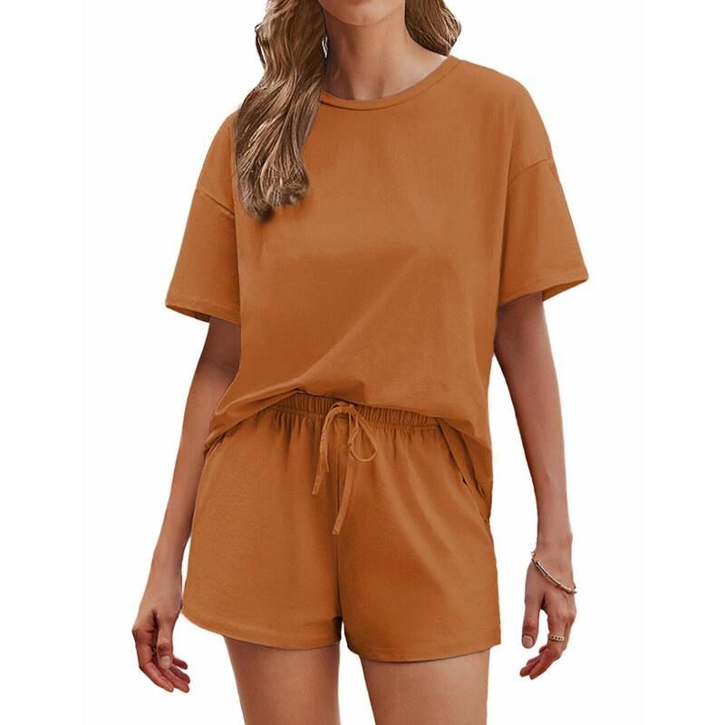 エコアー レディース アンダーウェア ナイトウェア ショートパンツ コットン Ekouaer Cotton Pajamas for Women 2 Piece Lounge Setshort Slee