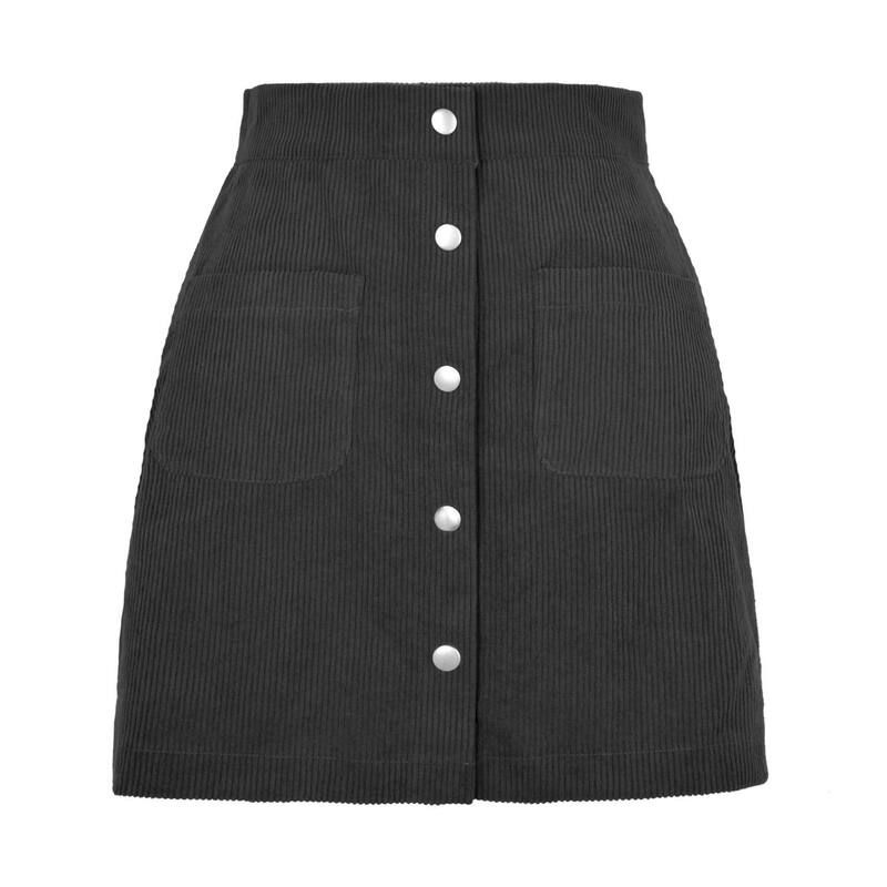 イエスファッション レディース ボトムスカート ボタンダウン コーデュロイ ミニ ダウン Yesfashion Womens Corduroy Mini Casual Skirt Button Dow