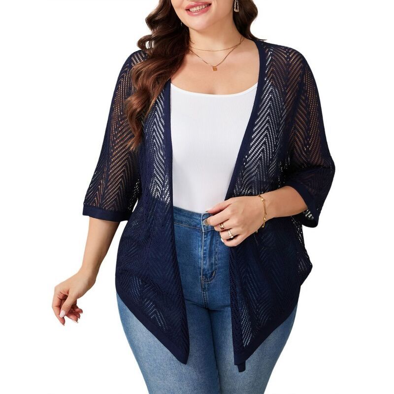 イエスファッション レディース アウター ニット・セーター プラスサイズ カーディガン Yesfashion Womens Plusize Summer Cardigan Lightweight Ca