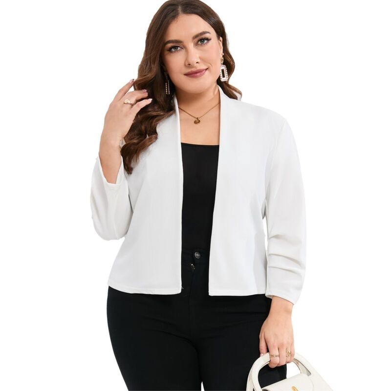 イエスファッション レディース アウター ジャケット・ブルゾン プラスサイズ カーディガン クロップド Yesfashion Womens Plusize Thin Shrugs 34 Sleeve