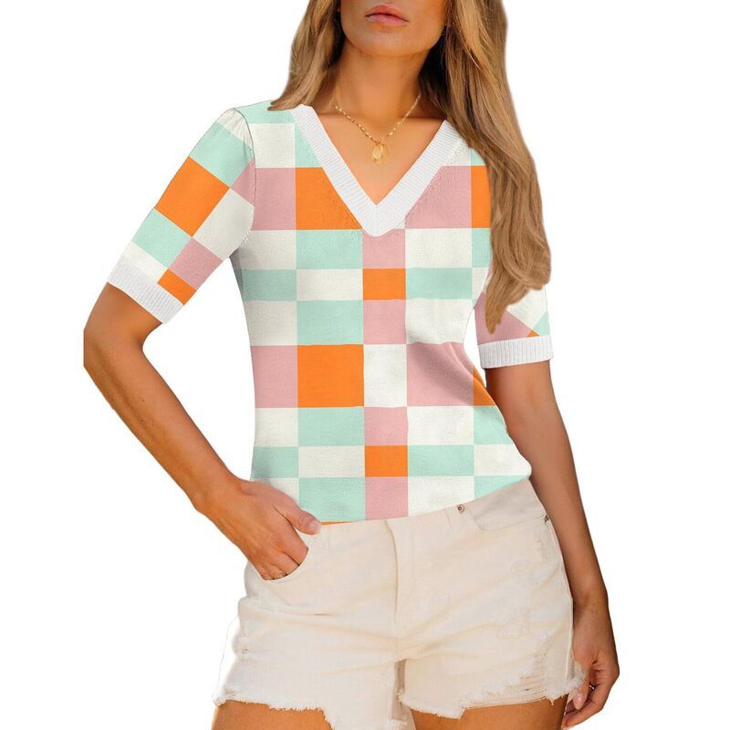 ジーグー レディース アウター ニット・セーター Vネック ブラウス Zeagoo Womenshort Sleeve Sweatersoft Casual V Neck Pullover Tops