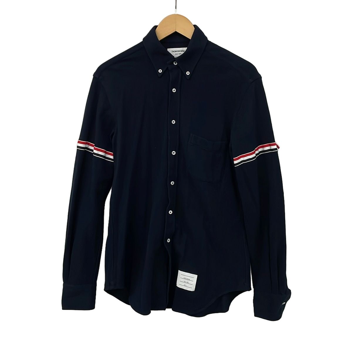 THOM BROWNE(トムブラウン) 長袖シャツ サイズ3 L メンズ美品 - ダークネイビー×白×レッド