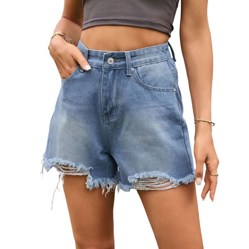 コジョイン レディース ボトムス ハーフパンツ・ショーツ ハイウエスト ショートパンツ デニム Kojooin Womens High Waist Rippedenim Shorts Frayed S